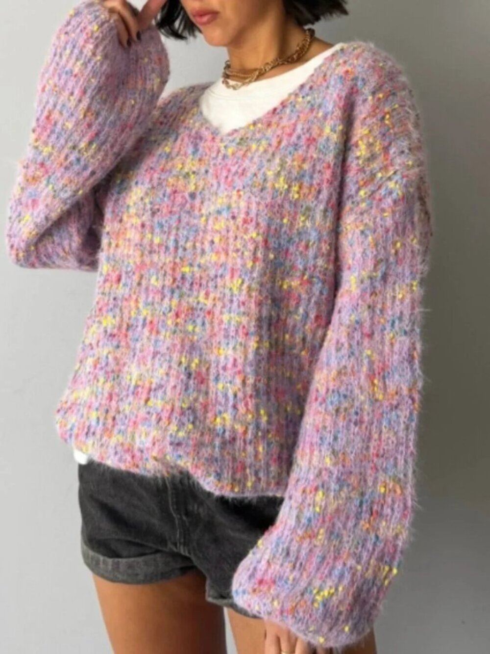 Fuzzy Purple Speckle Sweater